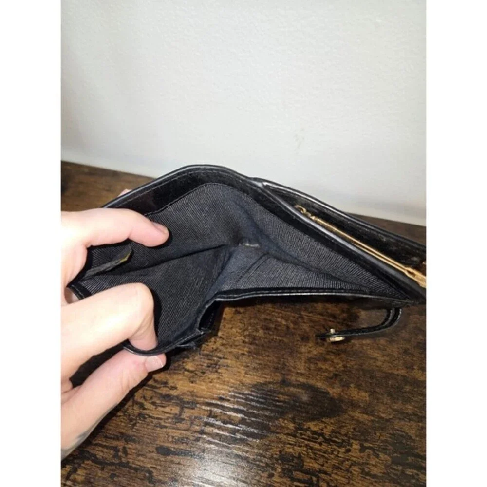 Alligator Leather Kisslock Wallet Abas Black Gold Tone Vintage Luxury